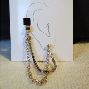 Gold and Multicolor Chain Ear Cuff